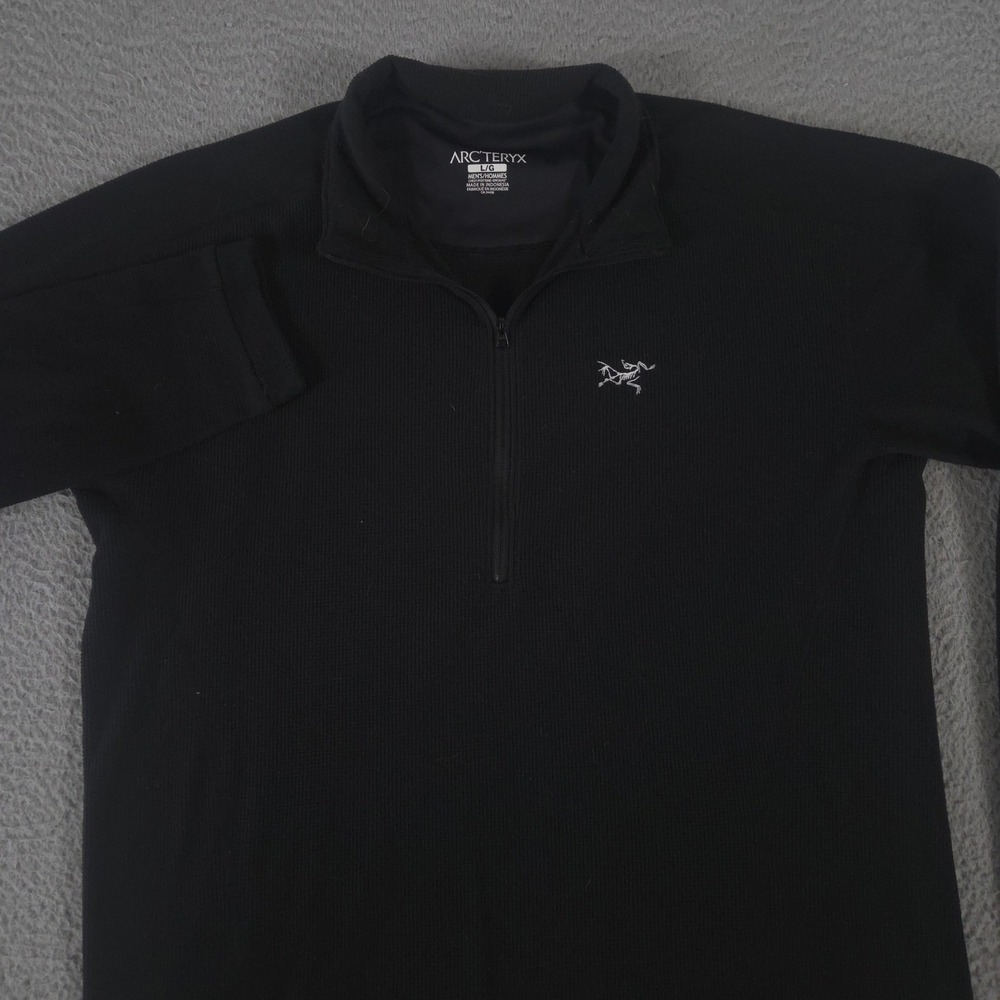 Arc'teryx Pullover Mens Large Black Rho AR Polartec Fleece Quarter Zip Midlayer